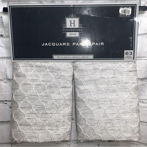 Jacquard Curtains Rod Pocket 2 Panels Gray 76” x 63” - Picture 1 of 7
